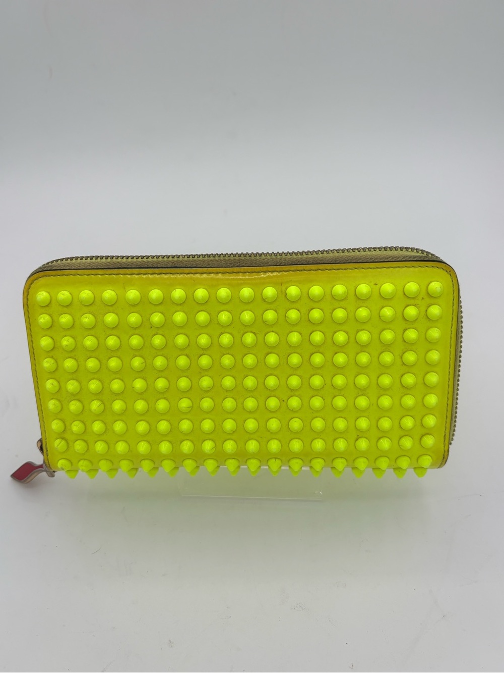 Neon Yellow Studded Zip Wallet - Unknown Brand
